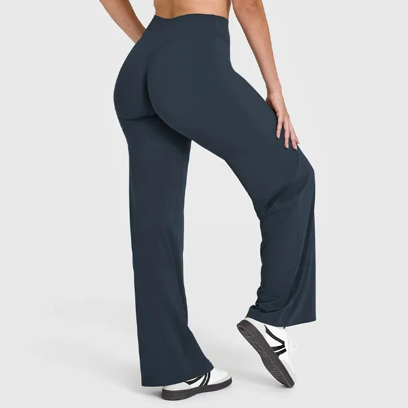 Women's Straight Leg Yoga Pants - Mid-Waist Naked-Feel Pilates & Running Trousers