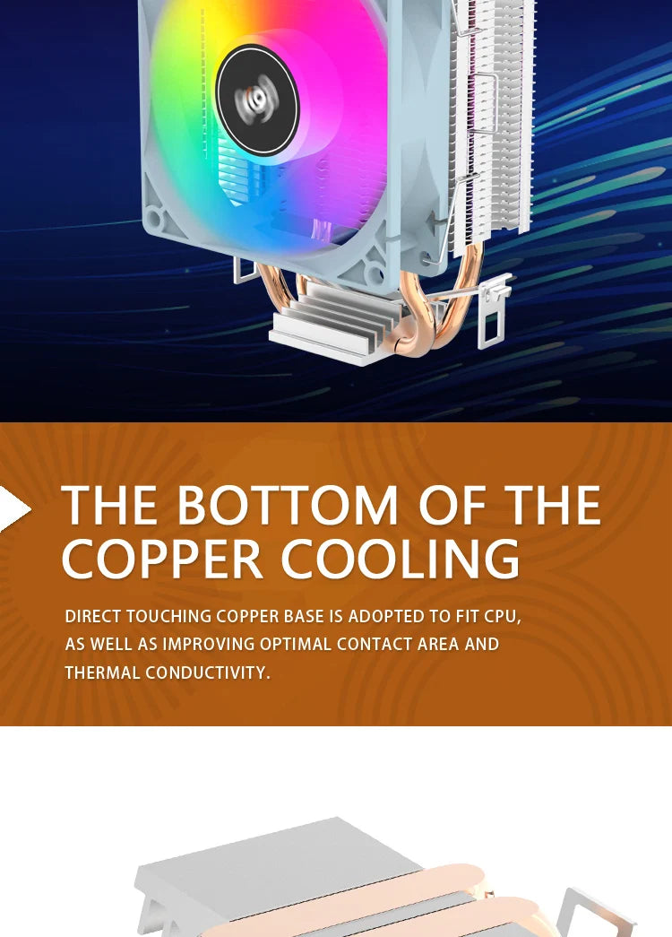 Aigo ICE200PRO CPU Air Cooler — 2 Heatpipe Radiator with 3-Pin PWM Quiet Fan for Intel LGA 115X/1200/1700 & AMD AM4/AM5