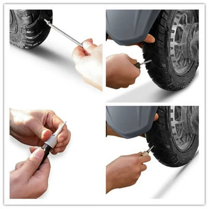 Car & Motorcycle Tire Repair Kit – Plugger Tools with Mushroom Plugs, Probe & Nozzle for Wheel Repair