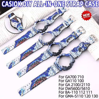 All-in-One Rubber Strap Case for G-Shock GA2100, GA2110, DW5600, 5610, GA-110 & BA-110 – High Quality Replacement Band & Bezel
