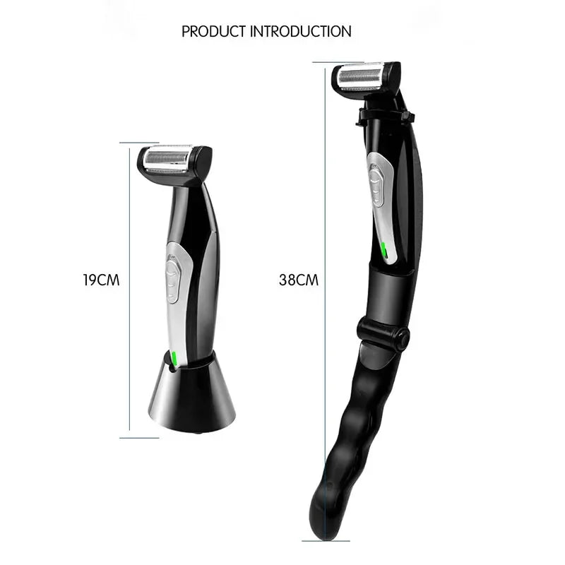 Electric Back Shaver for Men – USB Rechargeable Waterproof Back Hair Trimmer with Extended Handle