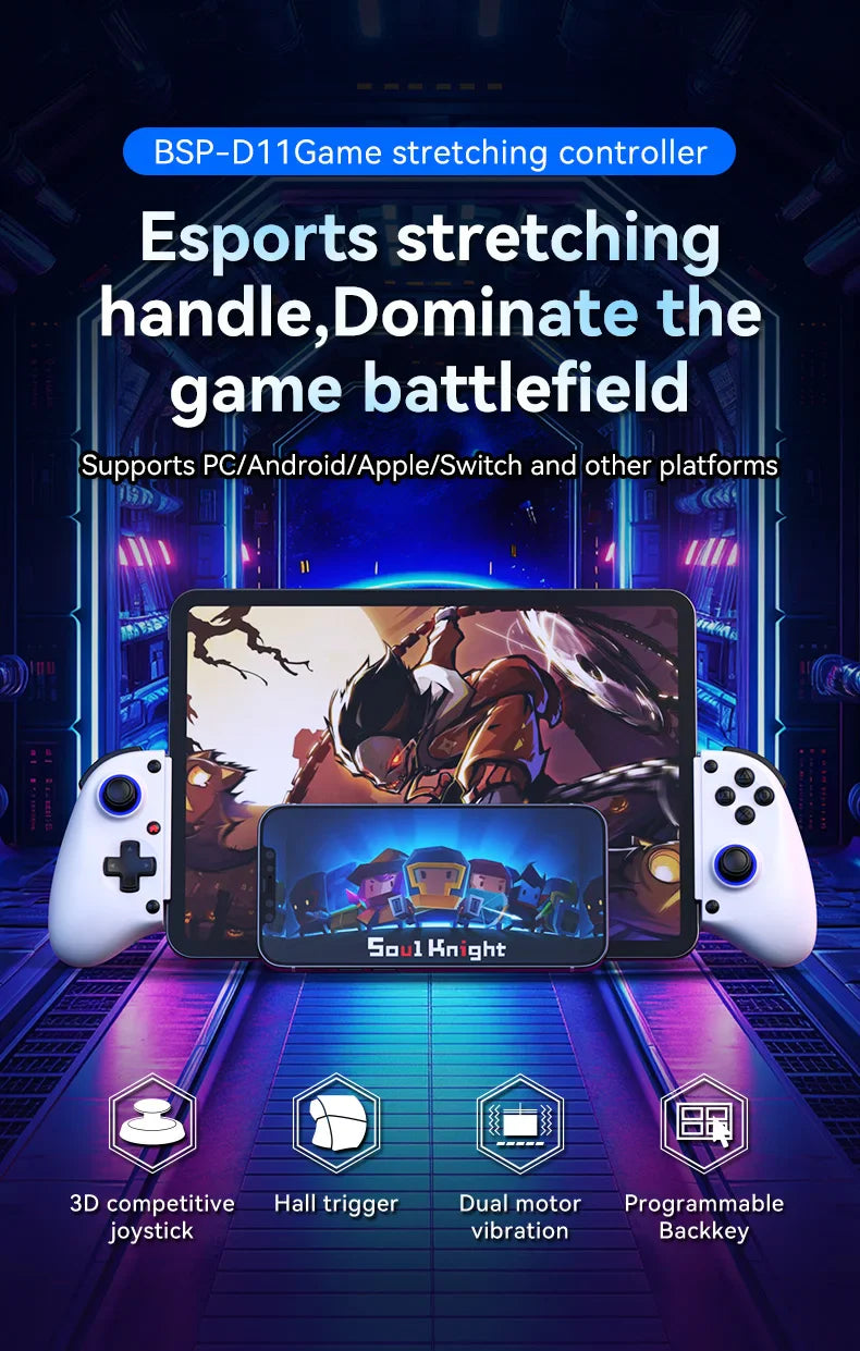 BSP-D11 Stretching Wireless Game Controller – Compatible with SWITCH, Android, iOS, PS3, PS4, XBOX, and Tablet for Gamepad Streaming