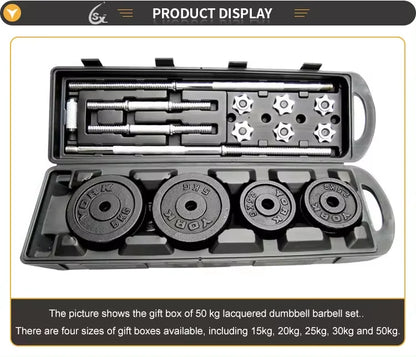 10-30kg Adjustable Cast Iron Dumbbells Set with Box – Black Gym & Home Weightlifting Barbell Connectable