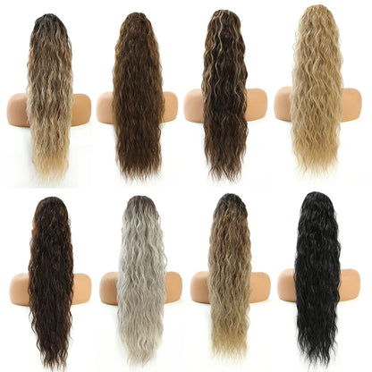 Gladys Water Wave Ponytail: Heat-Resistant Synthetic Fiber Curly Drawstring Hair Extension - Perfect for Black Women