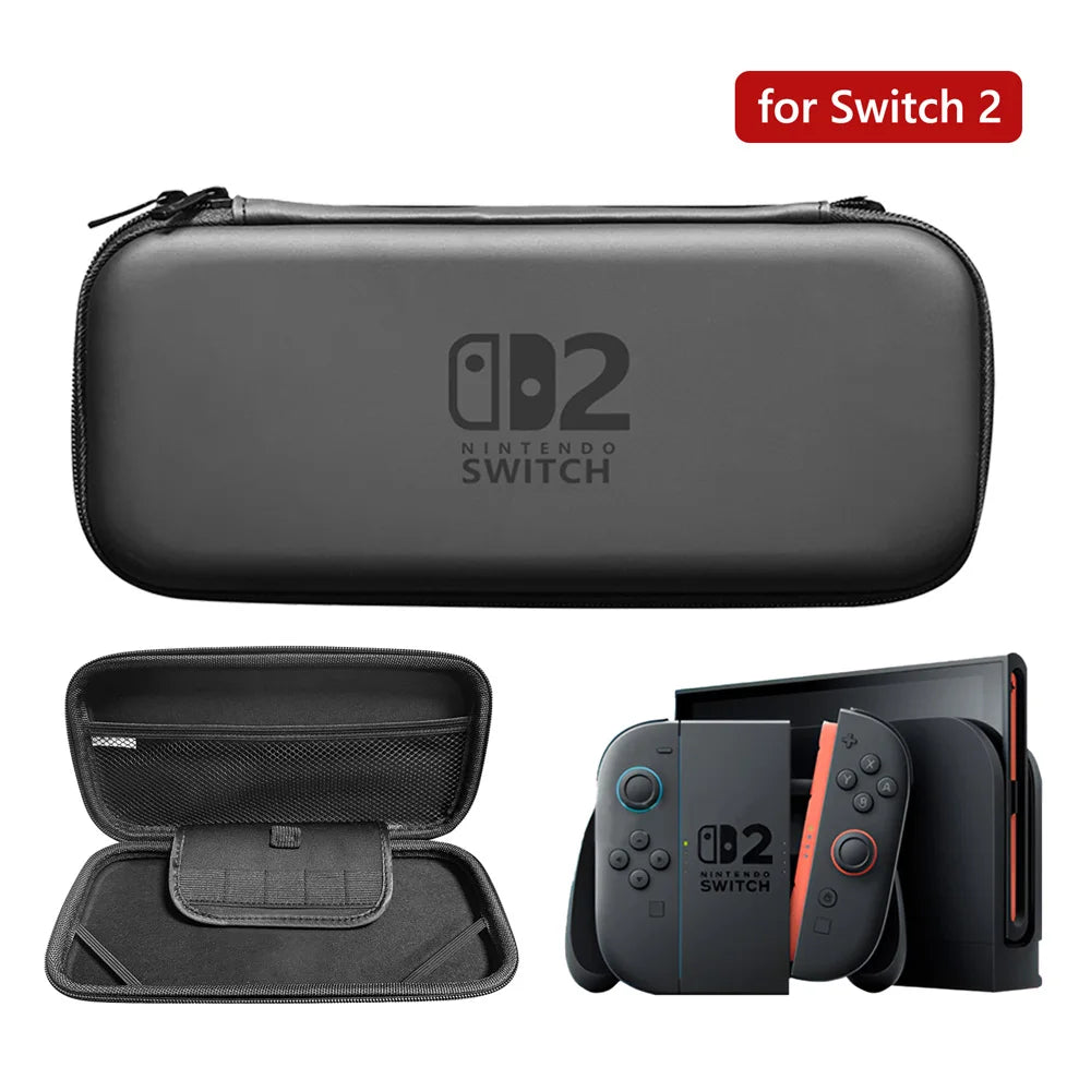 Slim Waterproof Carrying Case for Nintendo Switch 2 (2025) — EVA Hard Shell Protective Storage Handbag for Accessories