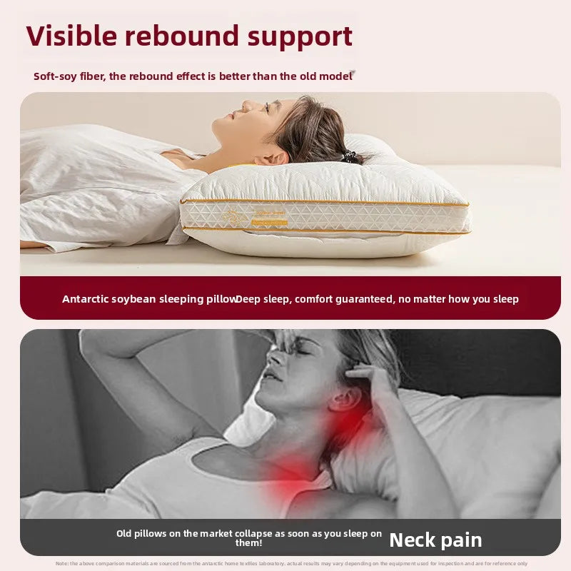 Soybean Fiber Cervical Pillow — Adult Sleep Pillow Core for Home, Dormitory & Hotel Use