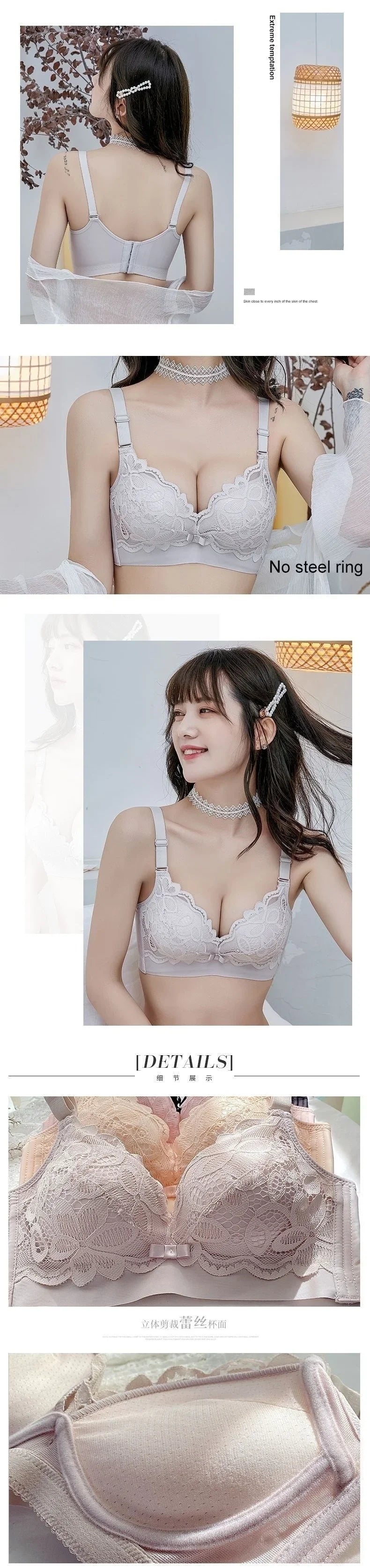 Midnite Star Extra Thick 6cm Gathered Bra – No Steel Ring, Soft and Sexy for Flat Chest or Small Chest