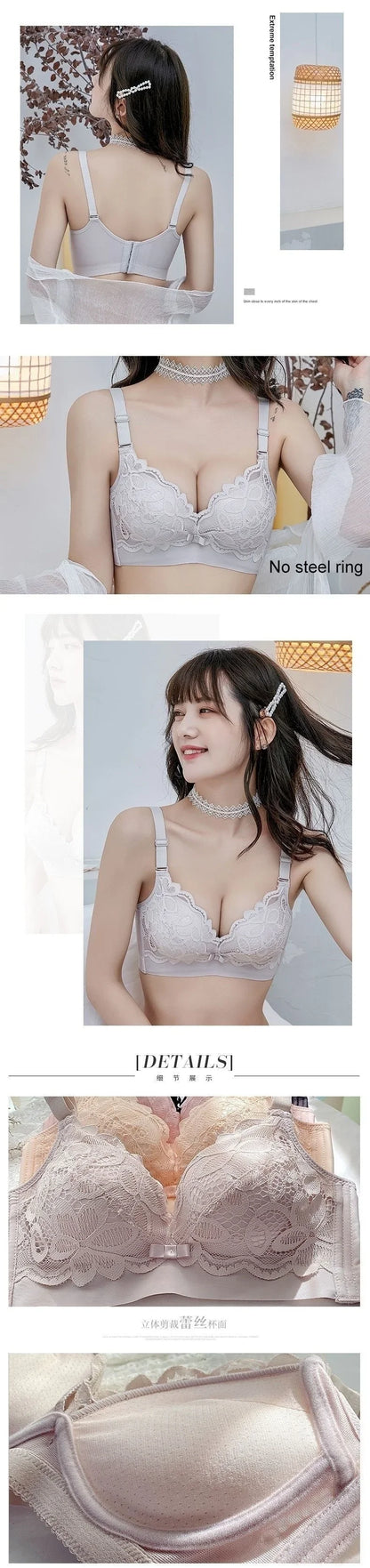 Midnite Star Extra Thick 6cm Gathered Bra – No Steel Ring, Soft and Sexy for Flat Chest or Small Chest