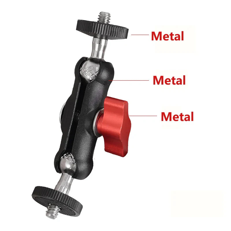 Camera Super Clamp with Double Ball Head Magic Arm – Metal Mount for DSLR, GoPro, Monitor, Light & Mic Photography Accessories