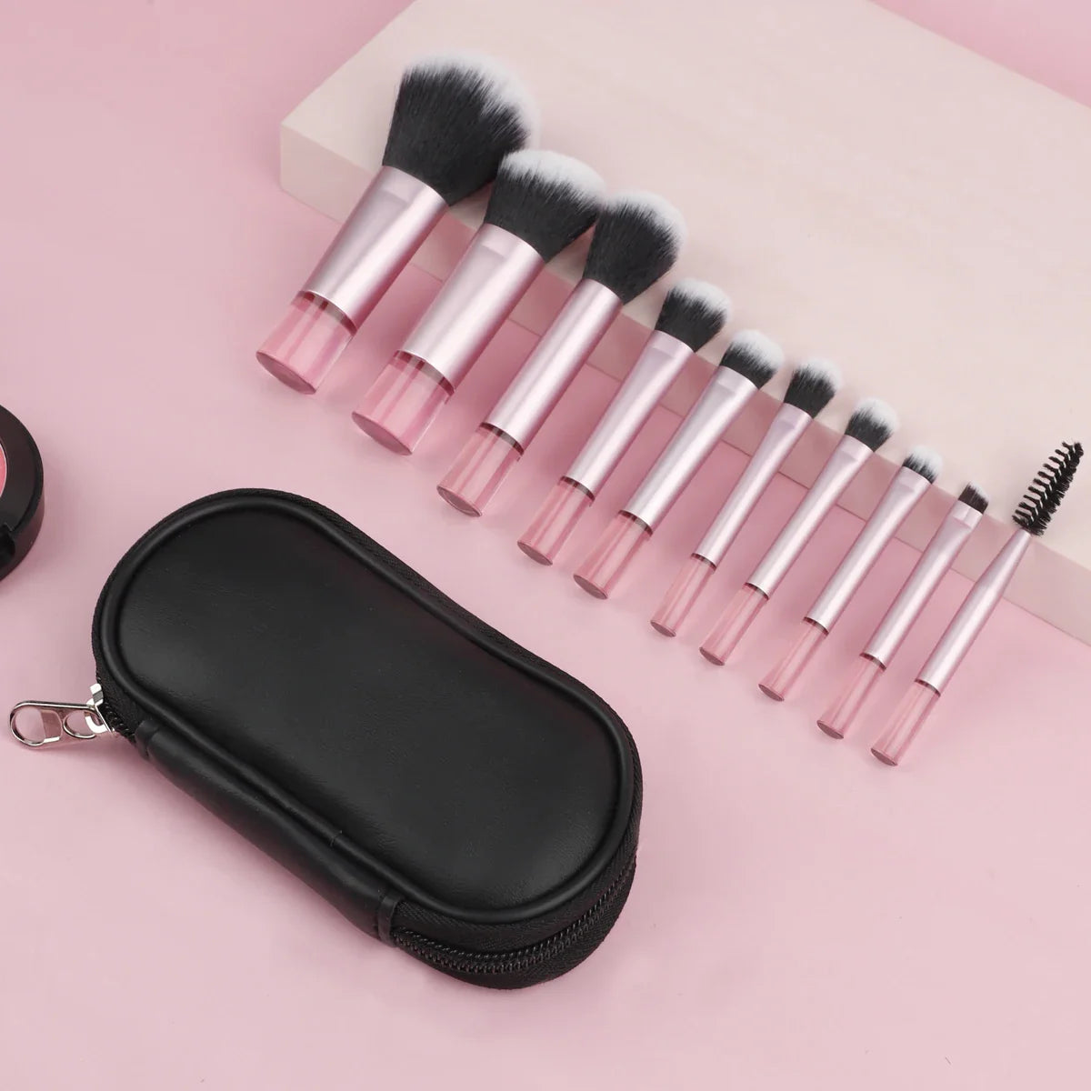 10Pcs Mini RT Makeup Brush Set: Powder, Eyeshadow, Foundation, Blush Blender, Concealer - Professional Beauty Tools