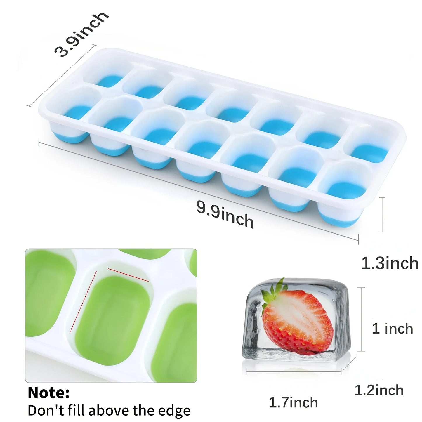 Silicone Ice Cube Mold – Easy-Release Flexible Tray with Spill-Resistant Removable Lid, Stackable Ice Trays with Covers