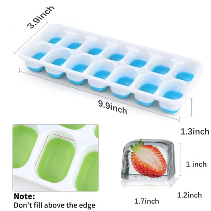 Silicone Ice Cube Mold – Easy-Release Flexible Tray with Spill-Resistant Removable Lid, Stackable Ice Trays with Covers