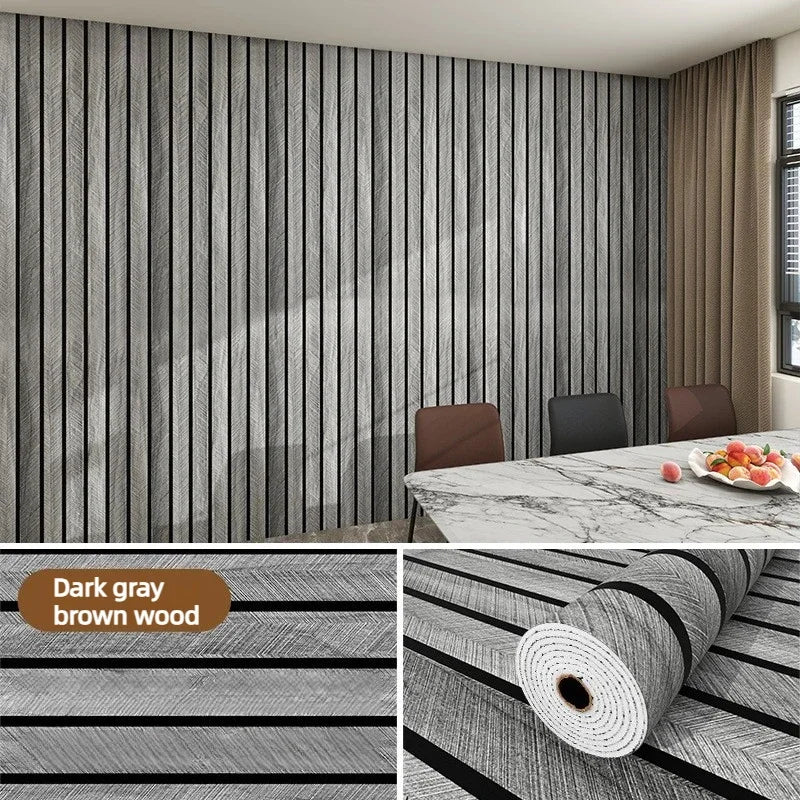Thick Brown Grid Peel and Stick Wallpaper – Waterproof Faux Plaid Wall Covering, Moisture-Proof Self-Adhesive Decor for Walls & Ceilings
