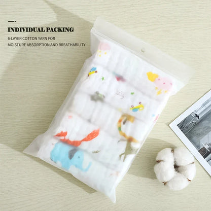 5-Piece 6-Layer Muslin Baby Towels - Soft Cotton Face, Bath, Feeding & Burp Cloths