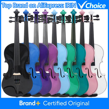 IRIN V-10 Acoustic Violin - Solid Wood Beginner Fiddle with Case, Bow & Accessories for Student Musicians