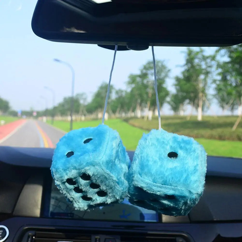 Long Hair Hot Stamping Dot Dice Plush Toy Cube – Anime Car Ornament & Decoration Pendant Accessory