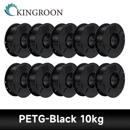 KINGROON 10KG PLA/ABS/PETG Filament 1.75mm – 10 Rolls Black, White, Gray for 3D Printing