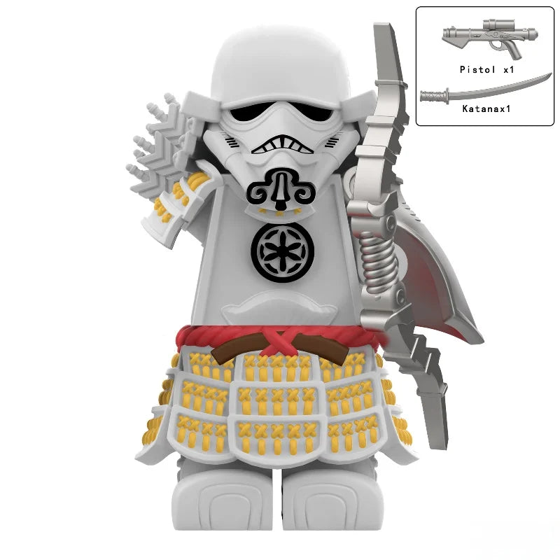 Storm Samurai Trooper Figure – White Soldier Articulated Action Toy with Pistol & Katana DY325 DY Minifigs