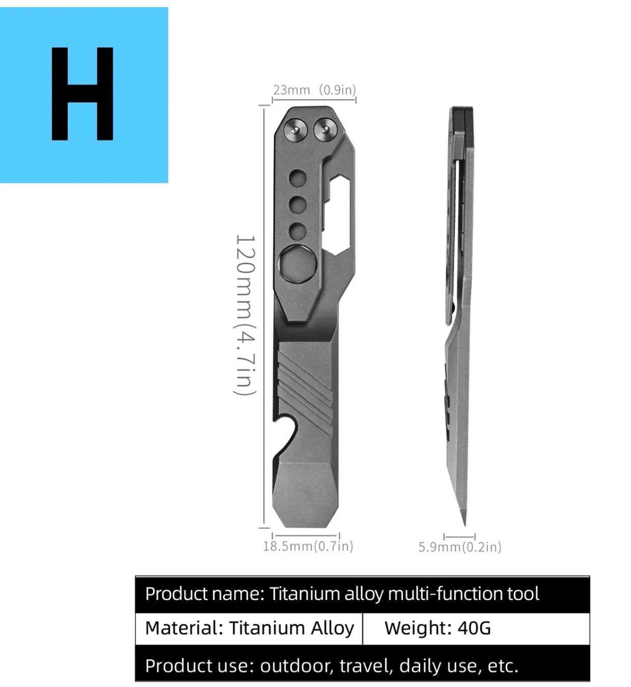 Titanium Alloy Multifunction EDC Tool – Wrench, Pry Bar, Bottle Opener & Screwdriver for Outdoor Use
