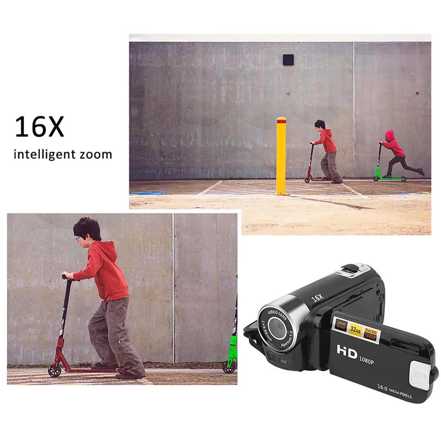 DH-90 16X Digital Zoom Camcorder – 2.7" Color Display, HD Image & Video Shooting, 110-240V