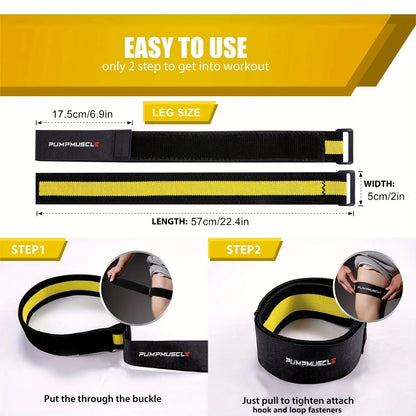 2PCS Adjustable Blood Flow Restriction Bands for Legs – BFR Training Straps for Muscle Growth, Strength & Glute Workouts