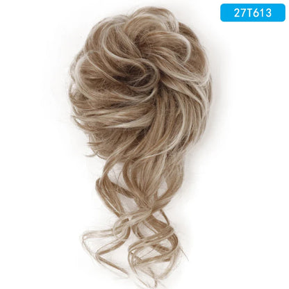 AZQUEEN Messy Bun Hair Extension – Synthetic Curly Wave Chignon Scrunchie, Elastic Band Updo Hairpiece for Women