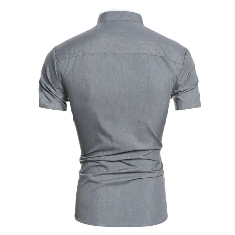 New Men's Casual Commuting Short-Sleeved Shirt: Solid Color Style