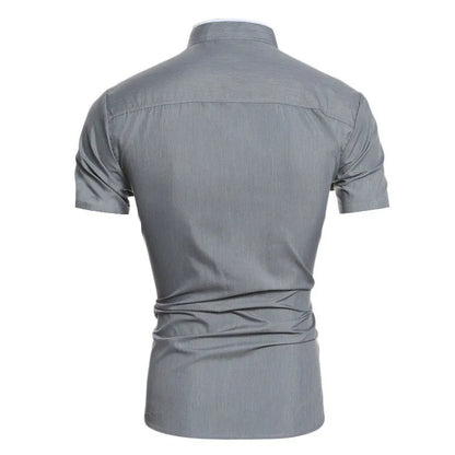 New Men's Casual Commuting Short-Sleeved Shirt: Solid Color Style