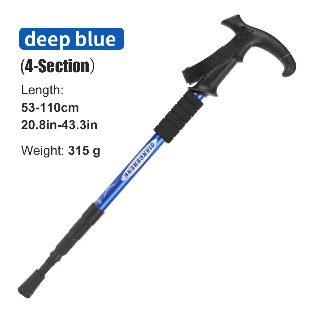 Outdoor Folding Trekking Pole – 4-Section Lightweight Telescopic Walking Stick for Hiking, Camping & Climbing