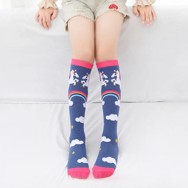Cute Cartoon Animal Knee-High Socks for Babies & Kids – Warm Cotton Ankle & Over-Knee Socks for Girls
