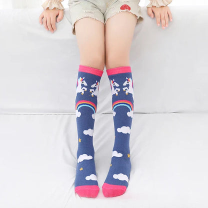 Cute Cartoon Animal Knee-High Socks for Babies & Kids – Warm Cotton Ankle & Over-Knee Socks for Girls