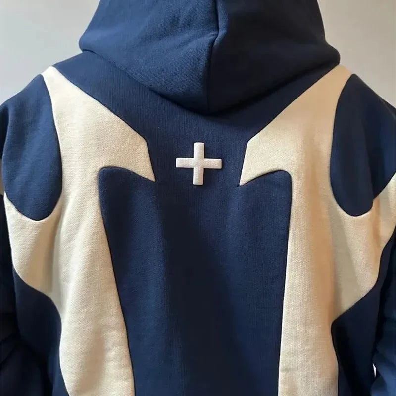 American Retro Devil Print Hoodie - Y2K Harajuku Zip-Up Streetwear Sweatshirt
