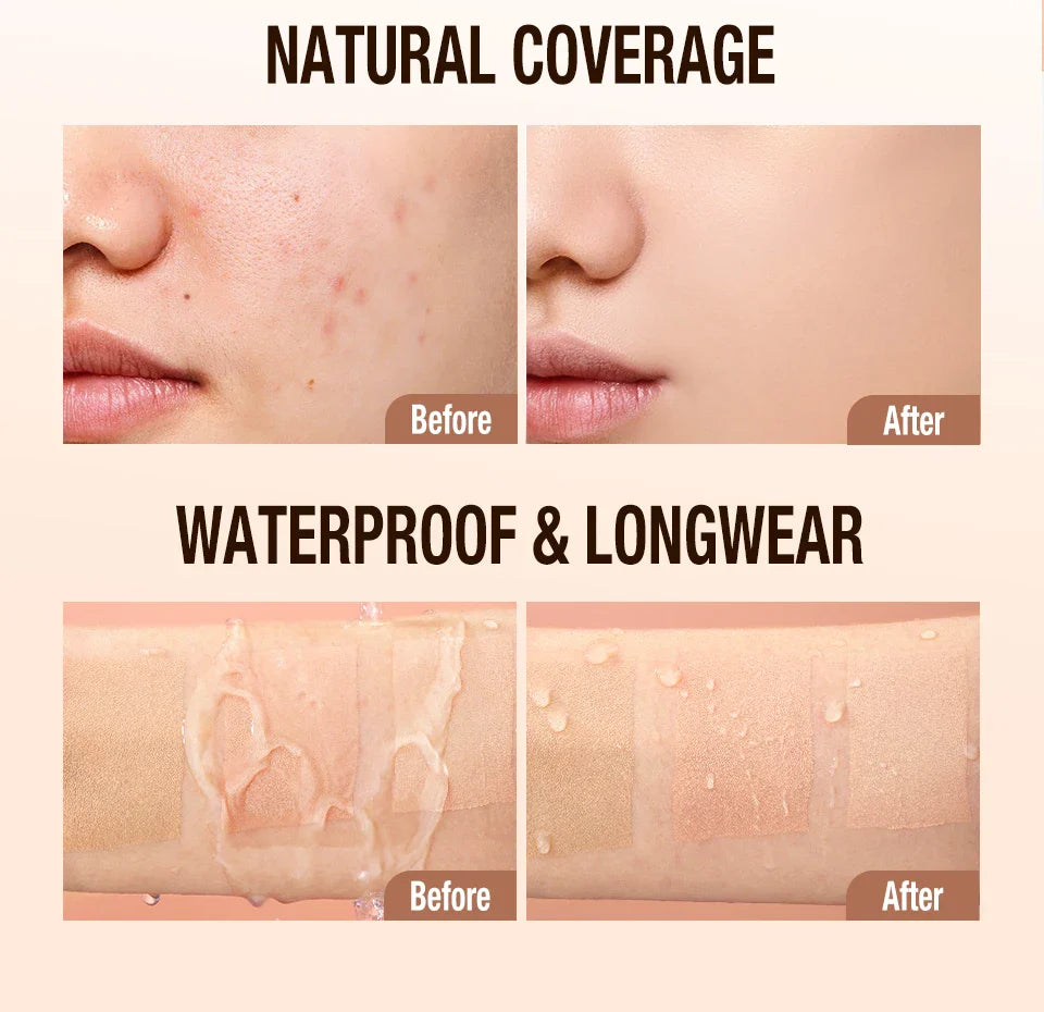 O.TWO.O Liquid Foundation Cream – 30ml High Coverage Makeup Base, SPF30 Waterproof Concealer Foundation for Face