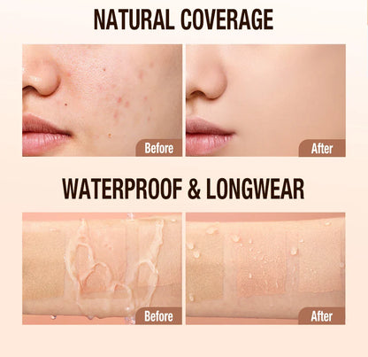 O.TWO.O Liquid Foundation Cream – 30ml High Coverage Makeup Base, SPF30 Waterproof Concealer Foundation for Face