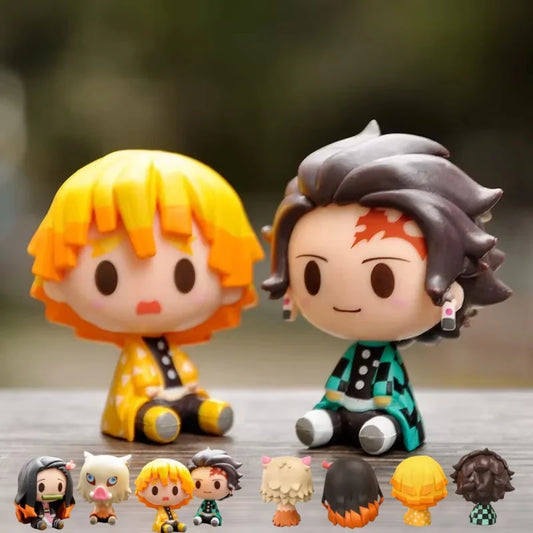 Demon Slayer Kimetsu No Yaiba Action Figures – Tanjirou, Nezuko & Zenitsu Anime Model Toys & Gifts