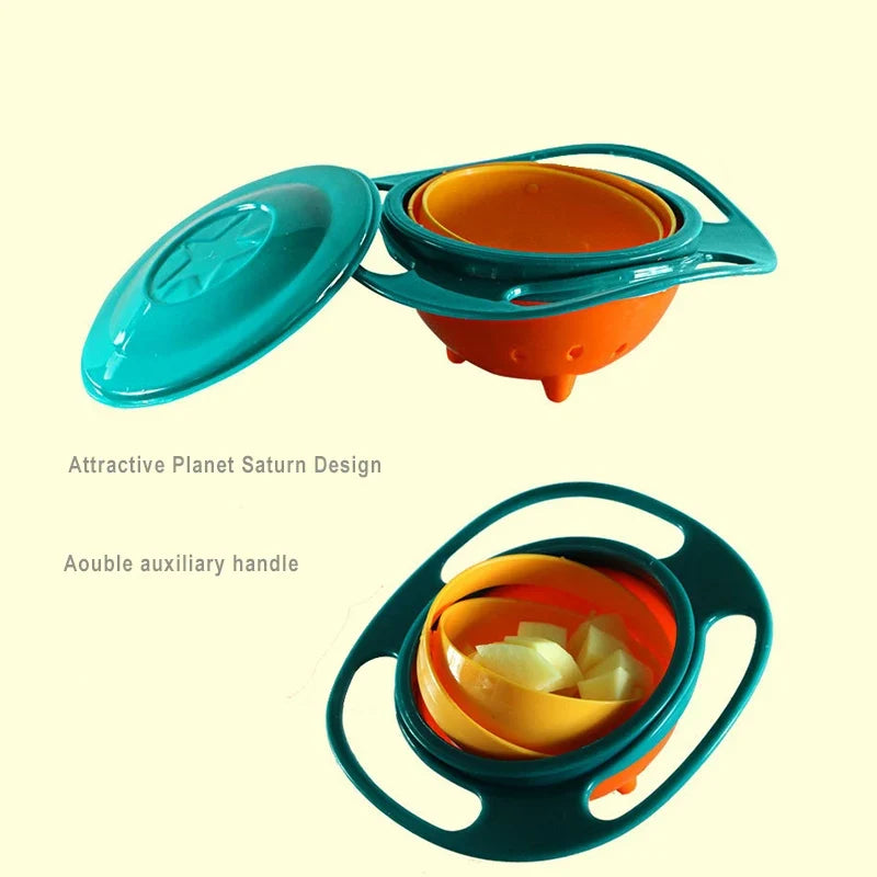 Universal 360° Spill Proof Gyro Bowl - Rotary Balance Feeding Dish for Babies & Kids