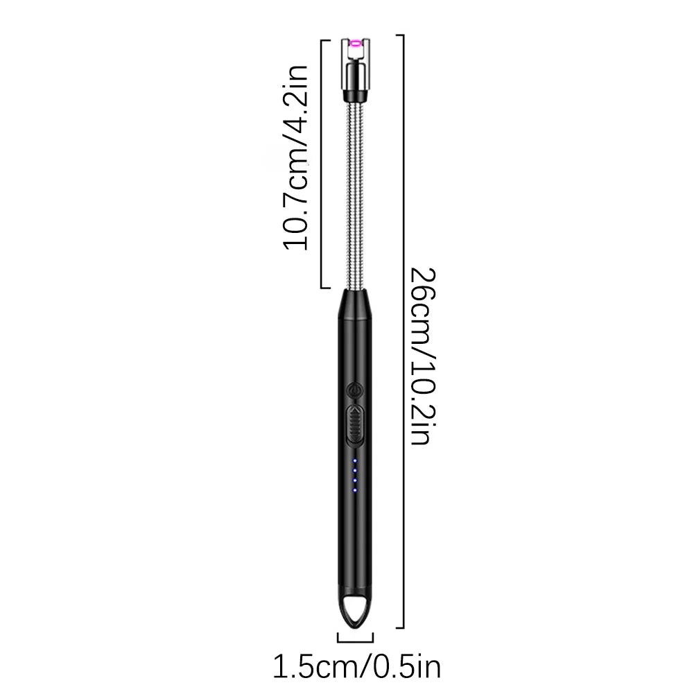 360° Type-C Rechargeable Windproof Plasma Lighter – Curved Flameless USB Arc Ignition Tool for BBQ, Kitchen, Candle & Gas Stove Use