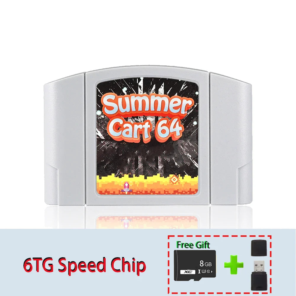 SummerCart 64 Game Card for N64 – Retro ED 64 Cartridge for Nintendo 64, 8GB TF Card, No Region Restriction