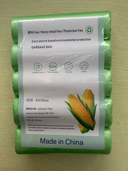 100pcs Biodegradable Garbage Bags – Disposable Starch Degradable Trash Bags for Kitchen Cleaning, Eco-Friendly Environmental Solution