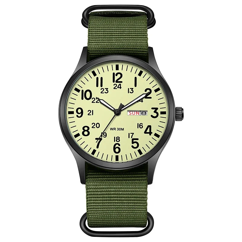 TPW Field Watch 2024 - Easy Read Quartz Wristwatch with Fabric Strap & 24-Hour Display