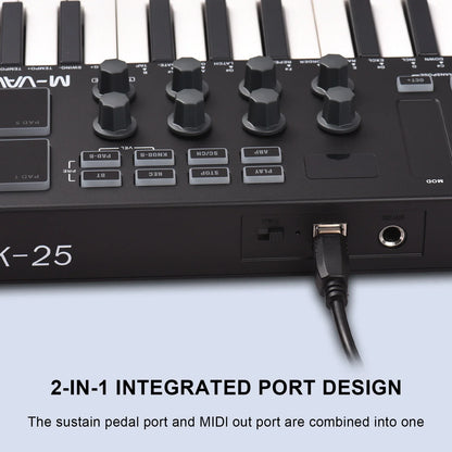 M-VAVE 25 Key MIDI Control Keyboard – Portable USB, Velocity-Sensitive Keys, 8 RGB Pads, 8 Knobs