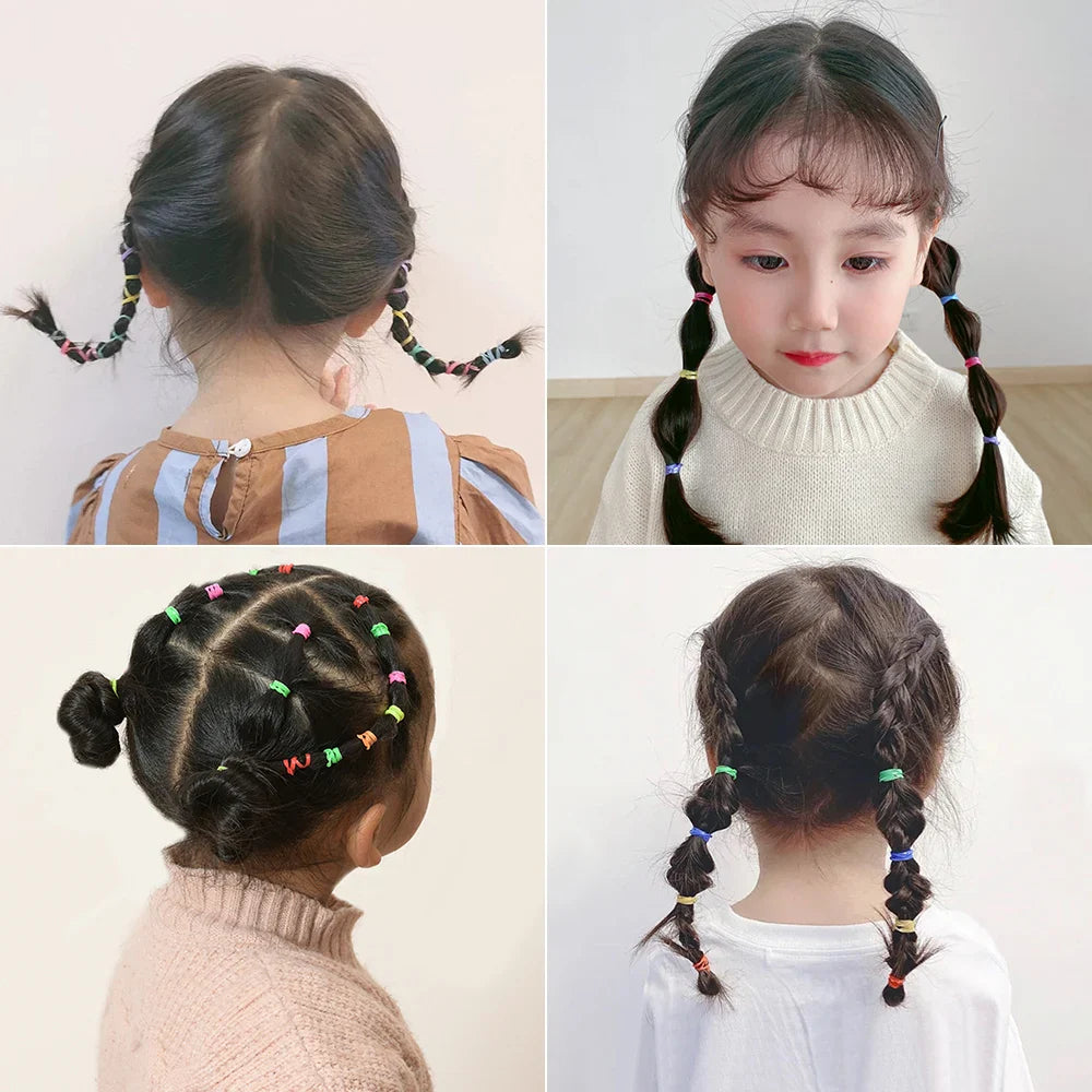 500/1000/2000PCS Colorful Disposable Rubber Hair Ties – Ponytail Holders for Girls & Kids Hair Accessories