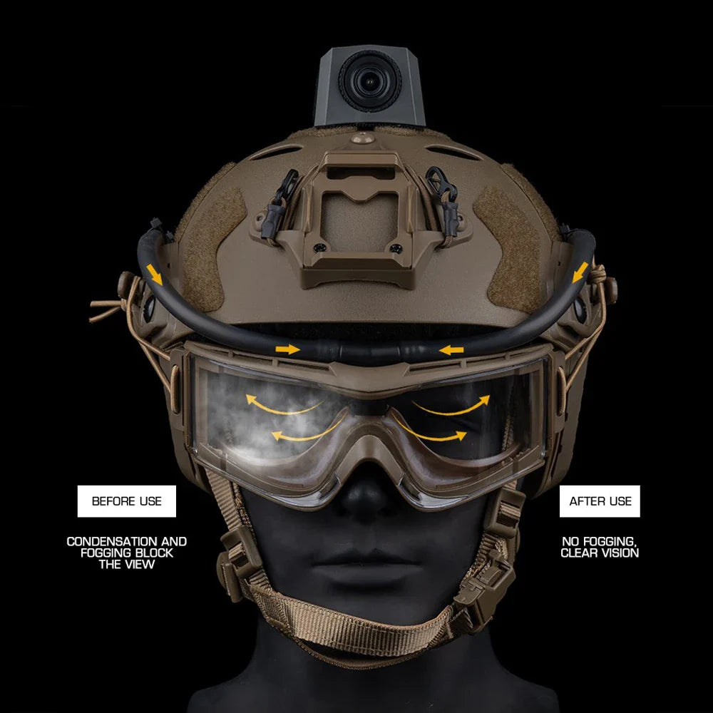 Tactical Goggles Defogger Kit – Anti-Fog Fan for Airsoft, Shooting, Motocross, Mountaineering, Ski Mask Protection