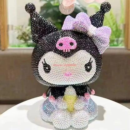 Hot Sale DIY Anime Piggy Bank – Cartoon Melody & Hello Kitty Diamond Stick Figurine Model Gift Statue Doll