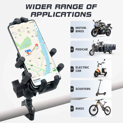 Aluminum Motorcycle Handlebar Phone Holder – Anti-Vibration Navigation & Mirror Mount Stand