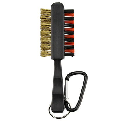 Double-Sided Golf Club Cleaning Brush with Brass & Nylon Bristles – Portable Groove Cleaner with Keychain