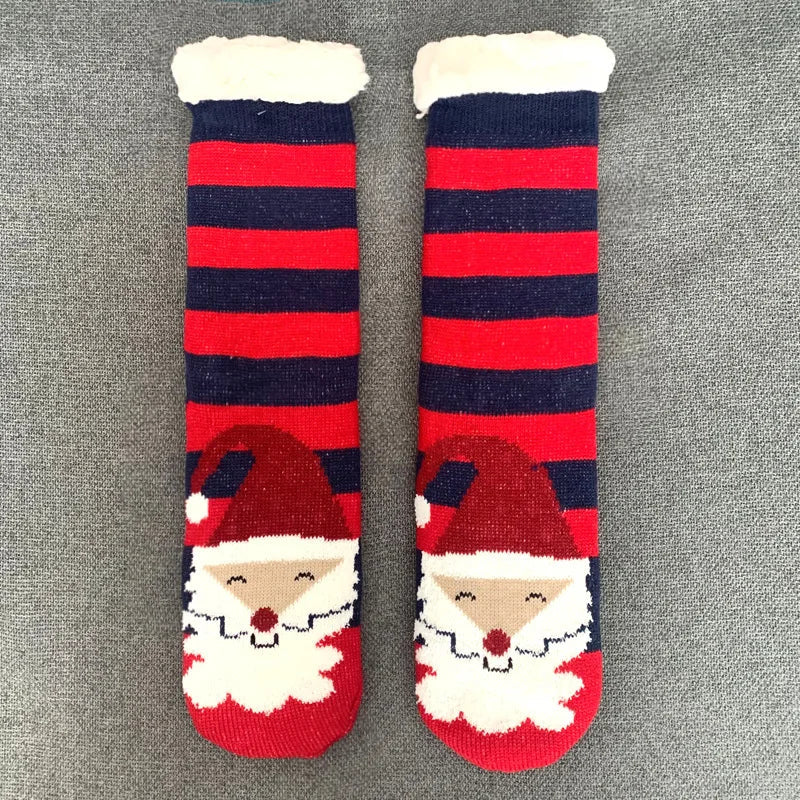 Winter Plush Women’s Non-Slip Floor Socks – Fuzzy Soft Penguin, Deer, Elk & Bear Slippers, Cozy Christmas Gift