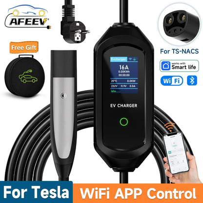 AFEEV 3.5KW/7KW Portable EV Charger for Tesla Model 3/X/Y/S Highland 2024 – Fast Charging Cable with CEE Plug & Wallbox