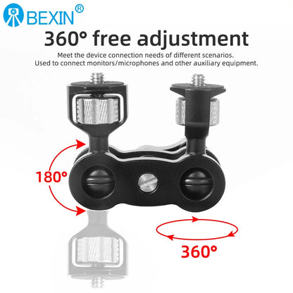 BEXIN TM-5 Articulating Magic Arm with Dual Ball Head, 1/4" Screw for Tripod, Phone Clip, LED Light, LCD Monitor, and Microphone