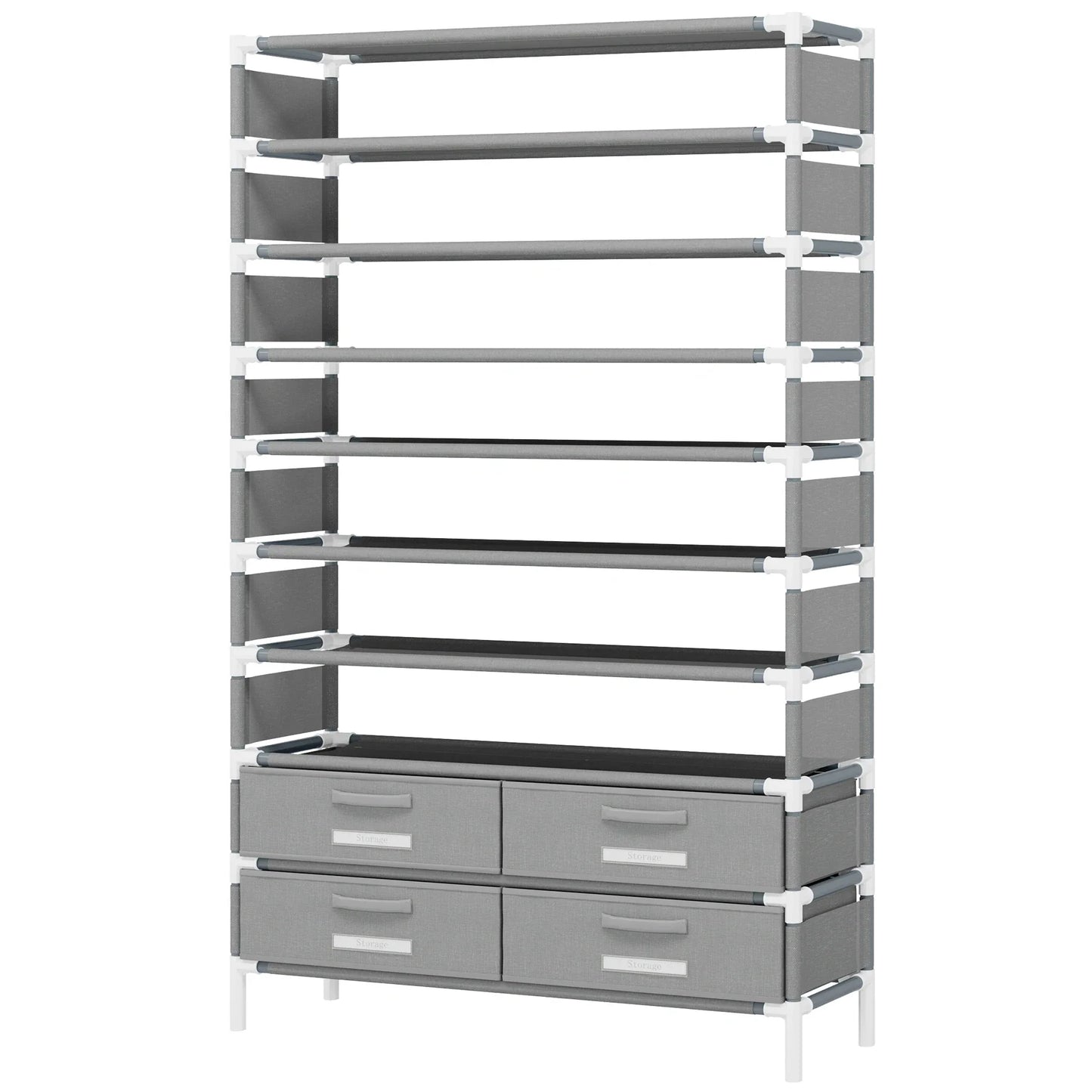 Tribesigns 10-Tier Shoe Rack Organizer – Vertical Shoe Shelf with 4 Drawer Bins, Holds 32 Pairs for Closet & Entryway
